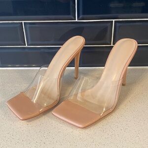 NIB Blush pink clear heels size 9